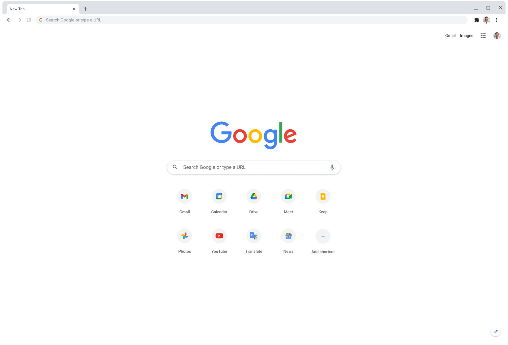 Вікно веб-переглядача Chrome, у якому відкрито сторінку Google.com.